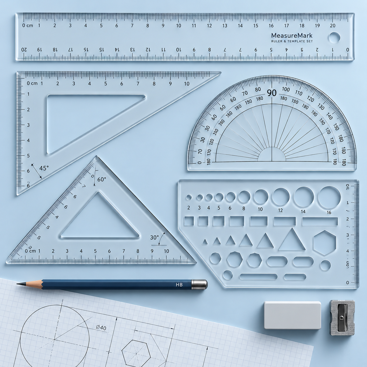 Detarbul™ MeasureMark Ruler & Template Set